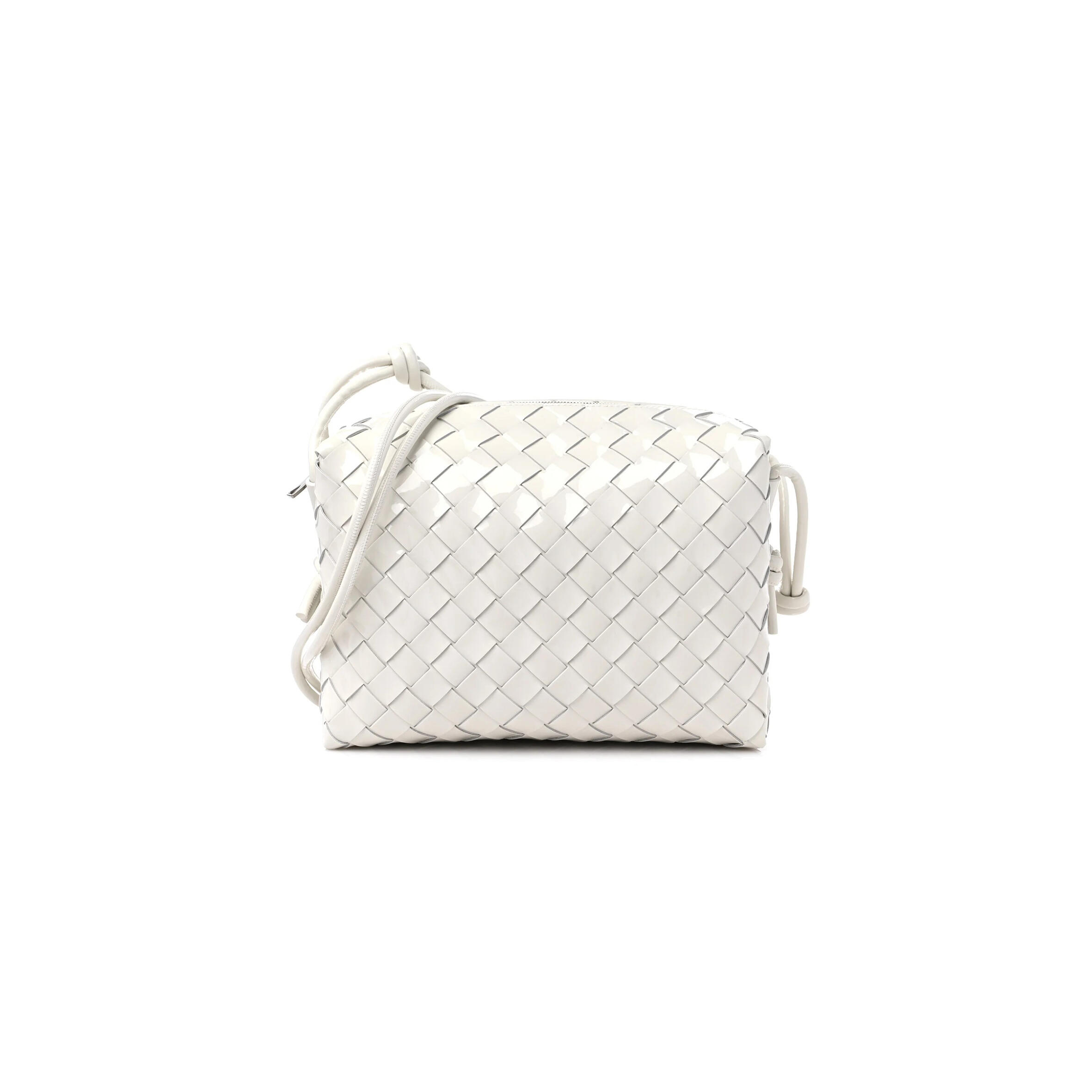BOTTEGA VENETA CALFSKIN INTRECCIATO SMALL LOOP CAMERA BAG WHITE 680255 (22*15*8cm)